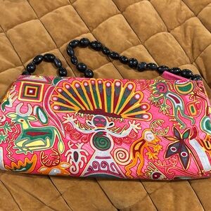 Vibrant Pink Beaded Clutch